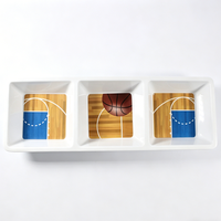 Assiette en mélamine à thème basketball, 3 compartiments, plateau de service alimentaire réutilisable pour fête sportive