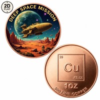 Pièce de monnaie en cuivre pur 999 de 1 once, personnalisée en gros, motif vaisseau spatial et planète de la mission Deep Space, pièce commémorative de collection