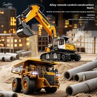 Camion benne et bulldozer télécommandés en métal et plastique pour enfants, jouet électrique d'intérieur et d'extérieur, portée 30M