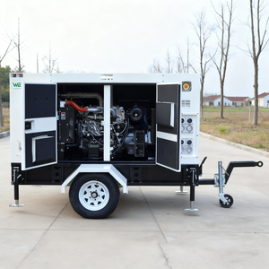 גנרטור דיזל נייד מסוג קרוואן פתוח 30kva-50kva 25-50kw עם גלגלים, גגון ומערכת ATS - Product Image 3