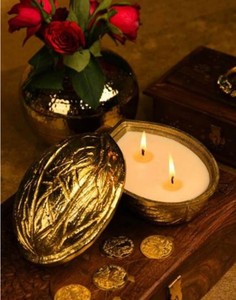 Pot à bougie en forme de noix, en métal doré, luxueux et décoratif, pour la décoration de la maison, les mariages, les fêtes et les cadeaux - Product Image 2