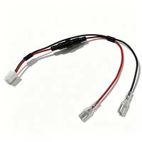 Rangkaian Kabel Fuse Holder 2 Pin Custom UL1007 18AWG dengan Konektor JST, Terminal Spade Piggyback, dan Kabel Daya Otomatis