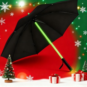 Custom Print LED Straight Clear <b>Windproof</b> 190T Pongee All-in-One <b>Umbrella</b> Semi-Automatic Opening for Travel Outdoor Events Night - Product Image 5