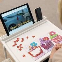 Table d'appoint pliable à hauteur réglable en tube d'acier en forme de C, portable, pour canapé-lit, bureau pour ordinateur portable et collations, avec fente pour tablette et téléphone, pour usage domestique