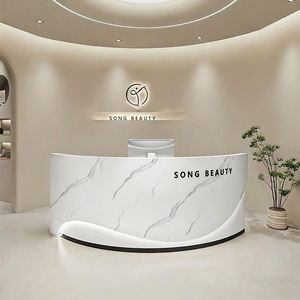 Mostrador de Recepción Curvo de Lujo, Mostrador Frontal Moderno para Salón de Belleza, Área de Recepción de Spa - Product Image 4