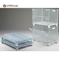 Conteneur de stockage en fil métallique pliable et empilable, robuste, en acier, pour entrepôt, personnalisable