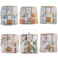 Ensemble de 6 serviettes de bain pour bébé, cape à capuche pour nouveau-né, couverture carrée douce, mini-gants de toilette, séchage rapide, motif floral, extérieur