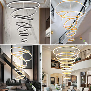 Iluminación personalizada para sala de estar, proyecto de hotel, candelabro de techo moderno redondo de aluminio y hierro, lámpara colgante de anillo circular Led - Product Image 3