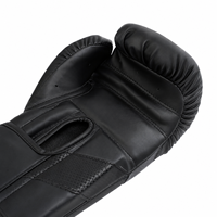 Gants de boxe professionnels TOPN TS-BG-0007-B en cuir/PU noir mat, fermeture auto-agrippante, 8 oz, sangle de poignet réglable, extensibles
