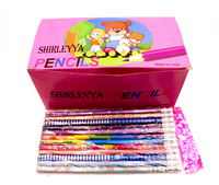 Ensemble de papeterie scolaire en bois, crayons mignons à motifs de dessins animés pour filles et garçons, ensembles d'art ronds noirs naturels fantaisie, fournitures modernes en gros
