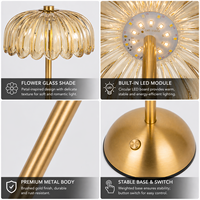 Lampe de table sans fil moderne rechargeable à LED, en verre, en forme de fleur, pour restaurant, bar, hôtel, chambre à coucher, usage décoratif