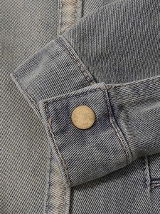 Veste en jean vintage délavée pour homme, bleu délavé, style streetwear décontracté avec poches, logo personnalisé OEM - Product Image 3