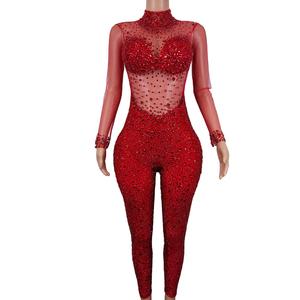 จั๊ม<span class=keywords><strong>สูท</strong></span>แฟชั่นแขนยาวประดับเลื่อมคริสตัลชุดนักเต้นชุดรัดรูปเซ็กซี่รัดรูปชุดรัดรูปชุดติดกันแนบเนื้องานปาร์ตี้สุดเซ็กซี่ - Product Image 6