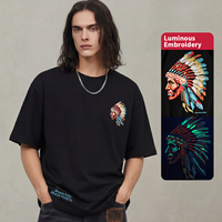 DOIT Vente en gros T-shirt personnalisé avec broderie de coiffe de chef, motif photochromique UV luminescent, T-shirt streetwear pour homme 100% coton coupe oversize