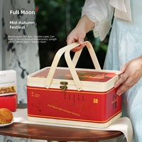 Nouvelle boîte tressée en bambou écologique de style chinois – Panier de rangement rectangulaire portable à double poignée pour le Festival du Dragon