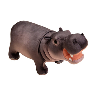 Giocattoli di Peluche Simulati Super Morbidi e Soffici di Ippopotamo e Rinoceronte Marroni, Imbottiti in Cotone PP, Personalizzabili Unisex OEM/ODM - Product Image 1