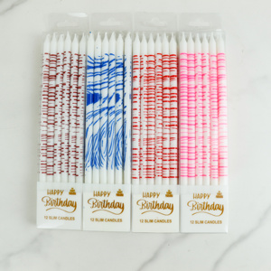 Ngắn gọn phong cách tiểu thuyết dòng mô hình in thiết kế dài sinh nhật nến màu bút chì hình dạng nến sinh nhật Bánh trang trí 12 cái - Product Image 2