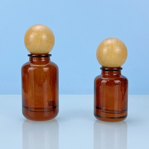 Luxury Round 30ml 50ml 100ml clear <b>Empty</b> Crimp Glass Perfume <b>Bottle</b> with Round Neck Colorful Resin Ball Lid - Product Image 4