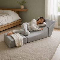 Mehrfarbiges Modulares Dreiteiliges L-förmiges Schlafsofa mit Cord-Bezug, Abnehmbar und Waschbar, Hochdichte Platzsparende Schlafcouch für Apartments