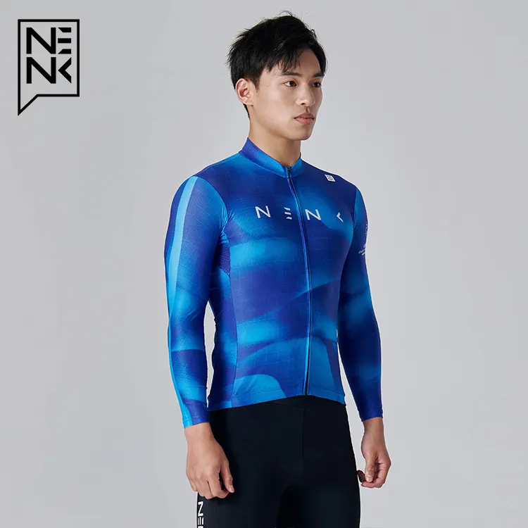 NENK Wholesale Sublimation Printed Cycling Jersey Breathable Long Sleeves Bike Jersey For Men