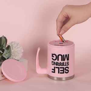 Portable Electric Self Stirring Coffee Mug Automatic Mixing Cup Battery Operated Pink <b>Plastic</b> - Product Image 2