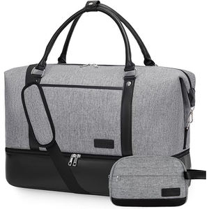 Free Sample <b>Women</b> Tote Luggage Foldable <b>Travel</b> <b>Bags</b> <b>Women</b> Canvas Travelling Grey Overnight Clothing Weekender Duffle Storage <b>Bag</b> - Product Image 6