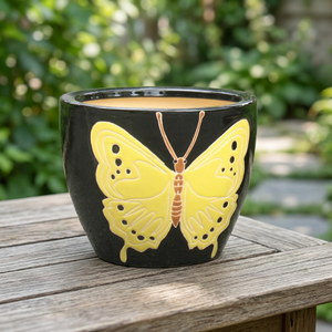 Maceta de Cerámica Esmaltada con Diseño de Mariposa para Uso en Interiores/Exteriores, Decoración de Escritorio para Plantar Flores y Árboles - Product Image 2