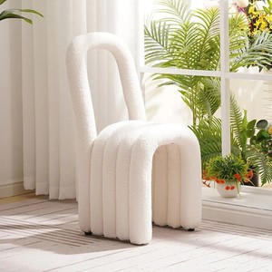 Taburete de <span class=keywords><strong>Maquillaje</strong></span> y para Cambiar Zapatos, Tapizado en Lana de Cordero, con Estructura Metálica, Estilo Minimalista de Lujo, para Dormitorio, Color Crema - Product Image 6
