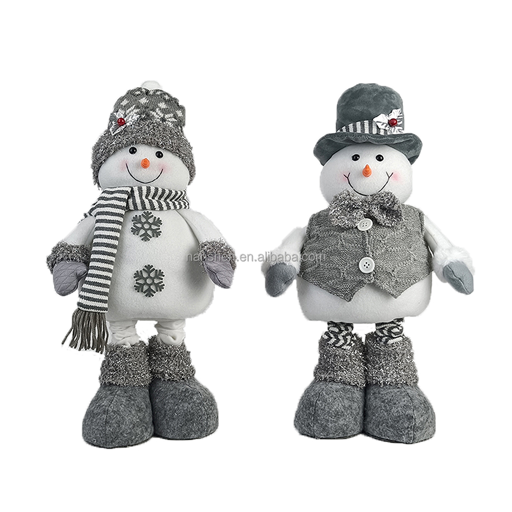 Peluche Père Noël Et Bonhomme De Neige Télescopiques - Jambes Rétractables, Hauteur Variable - Déco De Noël Interactive Pour Table, étagère
