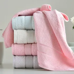 High Quality Hot Sale 70x140cm Custom bathroom organic bamboo viscose towels fabric 500 700gsm pink hand towels