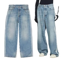Nouveau pantalon en tissu denim personnalisé en usine pour hommes DTG pantalon à jambes droites décoration de lignes à motifs brodés pantalon à jambes larges à la mode