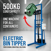 Chariot élévateur industriel mobile électrique à entraînement par chaîne, capacité 500 kg, pour bennes à déchets et conteneurs, avec fonction de basculement et levage, commande à une touche