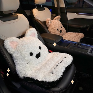 Cojín de Asiento de Coche con Diseño de Gato de Dibujos Animados, Almohadilla de Asiento de una Pieza con Soporte Lumbar, Relleno de Algodón PP Afelpado de Invierno, Alta Calidad - Product Image 3