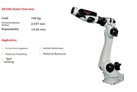 Robot industriel à 6 axes KAWASAKI BX100L à long bras, charge utile de 100 kg, portée de 2597 mm, montage au sol pour l'assemblage de matériaux