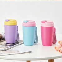 Gobelet isotherme à café de 400 ml sans BPA, avec cordon de transport, couleurs pastel macaron, logo personnalisé pour cadeau