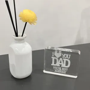 Father's Day Best Dad Crystal Gift Thank You Gift Engraving Crystal Blocks Crystal Desk Decoration For Home And Office