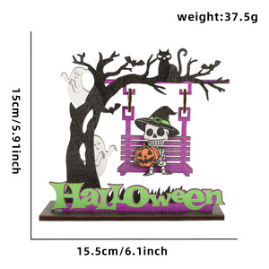 Decoraciones <span class=keywords><strong>de</strong></span> mesa <span class=keywords><strong>de</strong></span> madera al por mayor para Halloween - Centro <span class=keywords><strong>de</strong></span> mesa <span class=keywords><strong>de</strong></span> calabaza, fantasma y esqueleto para fiestas, calabaza fantasma espeluznante - Product Image 6