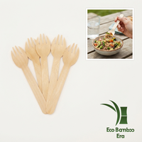Cuillères-fourchettes jetables en bois pour aliments chauds, vaisselle écologique pour pique-nique, fête, restaurant