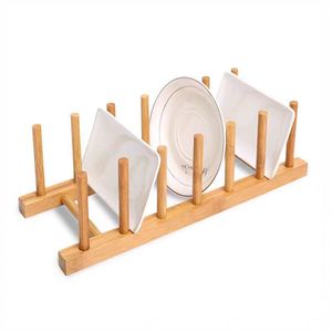 Dish Draining <b>Rack</b> Bamboo Kitchen Storage For <b>Plates</b> Bowls L Size - Product Image 1
