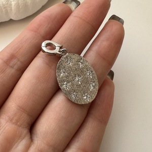 Pendentif ovale brossé en argent pur S925, style vintage, design de niche luxueux, bijoux étoile hexagonale faits à la main - Product Image 3
