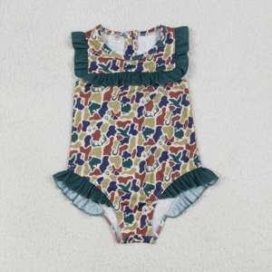 S0598 RTS Ensemble de maillot de bain sans manches pour fille, motif camouflage cerf, vente en gros pour enfants - Product Image 1