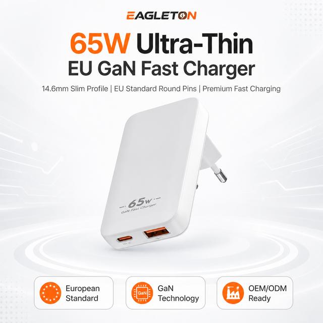 Foldable Plug 65W GaN Travel Adapter Dual Type C Ultra Slim PD Fast Charger for Mobile Phone