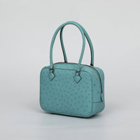 Sac fourre-tout carré de luxe en cuir d'autruche d'Afrique du Sud pour femme, style mini-plume, couleur unie, fabrication artisanale