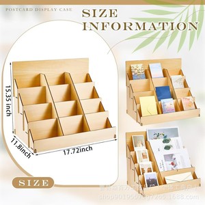 Soporte de madera para tarjetas, organizador de escritorio de 4 capas, estante de almacenamiento para tarjetas, soporte de exhibición para notas - Product Image 4