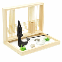 Cadeaux de méditation Mini Kit de jardin de sable Zen japonais pour bureau avec plateau en bambou sable blanc roches de rivière galets râteau ensemble d'outils