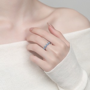 RFJEWEL 2026 Nouvelle bague ouverte en laiton plaqué argent, forme vague, ajustable, bijoux tendance pour femmes - Product Image 1