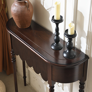 Aoga Furniture American Style Solid Wood Entryway Table Semi <b>Circular</b> Standing Storage <b>Shelf</b> For Living Room - Product Image 5