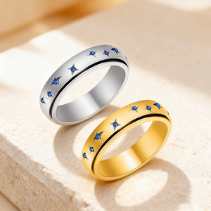 Nuovo Anello in Acciaio Inossidabile a Forma di Costellazione Rotante per Donne, Anello Antistress per Coppie - Product Image 3