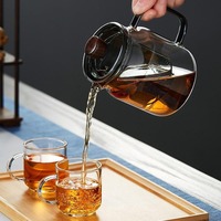 Ensemble de théière portable en verre soufflé à la main 560 ml 960 ml avec infuseur pour thé en vrac, idéal pour la maison