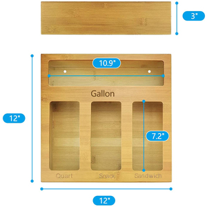 Bamboo Laser Printing Ziploc Food Sandwich Storage Bag Organizer Holder